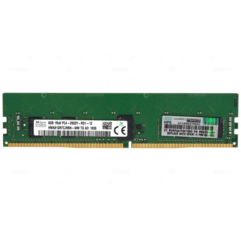 P03049-091  HP DDR4 SDRAM 8GB 1RX8 PC4-23466 2933MHZ RDIMM CL21